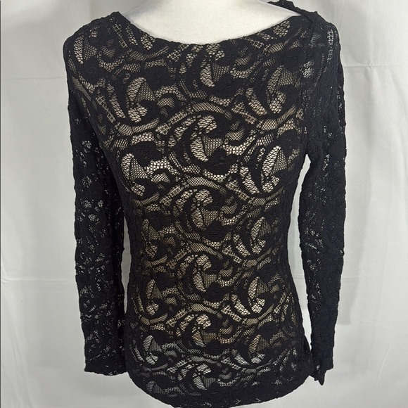 Anne Fontaine Black Lace Long Sleeve Blouse Size 40 / US 6-8 - Picture 2 of 13